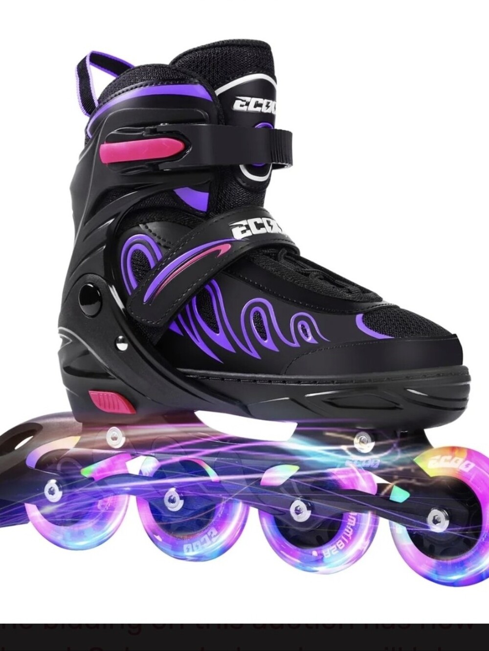 Inline Skates - Black & Purple Adjustable Size 7-10.5